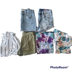 Bundle Lot of 8 Year Old Girl Clothes Levi's, Roxy, Shein, Blank NYC, Star Wars